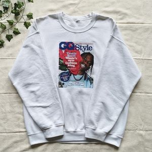 Large graphic sweatshirt.